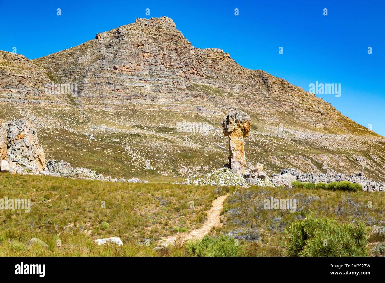 Malteserkreuz und Sneuberg (höchsten Gipfel der Cederberg) an einem sonnigen Sommertag, Südafrika Stockfoto