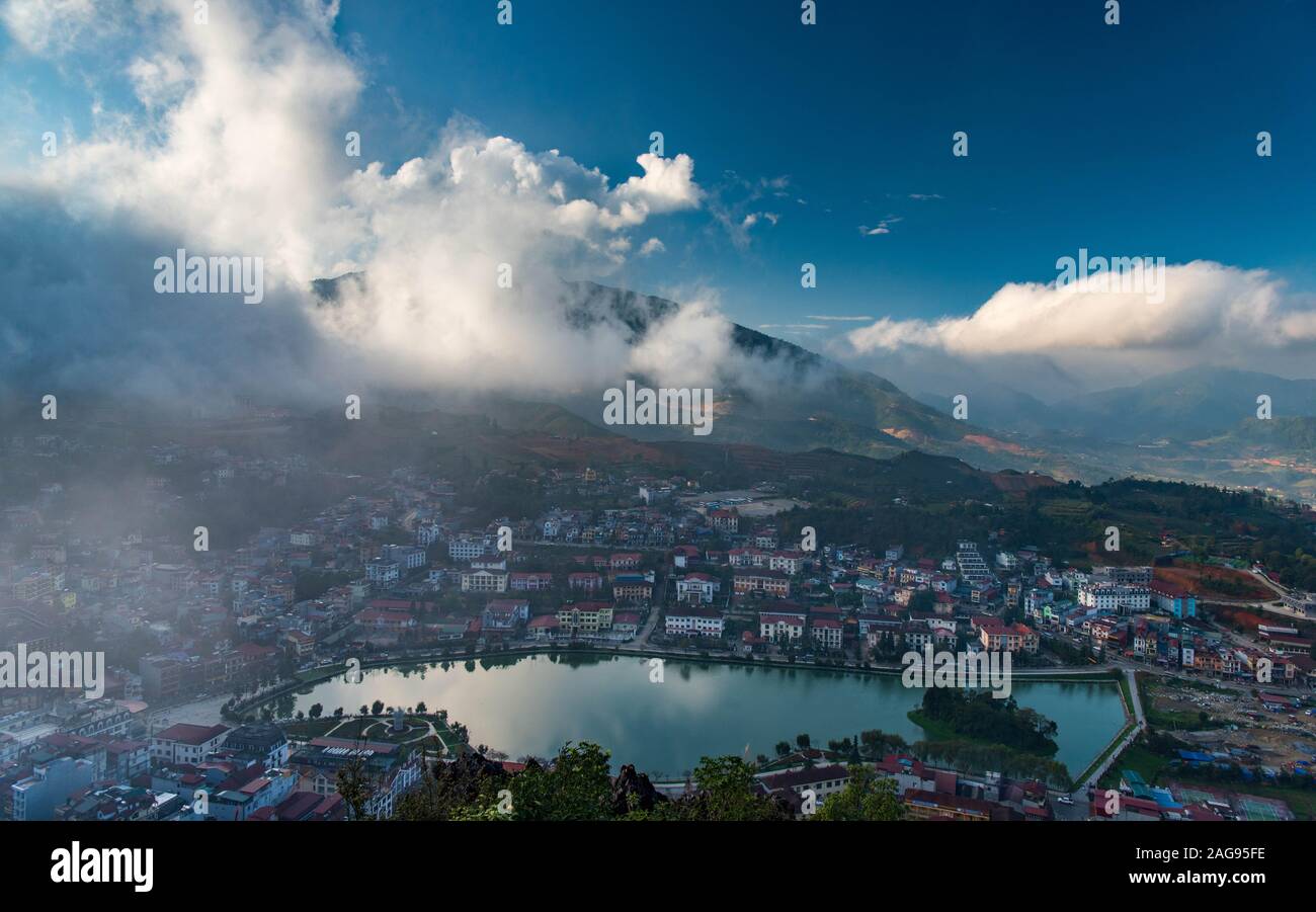 Ein Blick über Sa Pa in Lao Cai Provinz Stockfoto