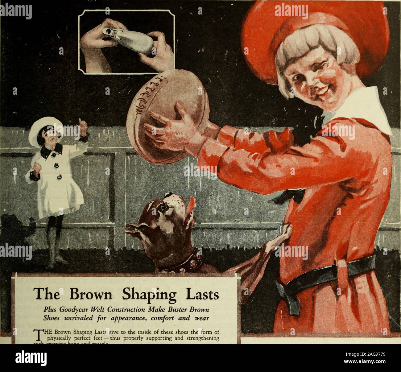 . Die Saturday Evening Post. Ich dauert er braune Gestalten geben, die innerhalb dieser Schuhe form ofJ, körperlich perfekte Füße - so richtig unterstützen und strengtheningeach wachsenden Knochen und Muskeln. Der Goodyear Welt Prozess nicht vollständig mit Reißzwecken oder Nähte thathurt die Füße, macht die Sohlen flexibler und fügt materiell zu den Verschleiß, Komfort und Aussehen dieser Schuhe. Die Vorteile dieser beiden großen Erfindungen können nur in BusterBrown Schuhe hatten. Sie halten den wachsenden Füße stark und stabil - preventcorns, bunions, gefoltert Zehen, schwache Knöchel und gebrochene Bögen - jetzt undin der fut Stockfoto