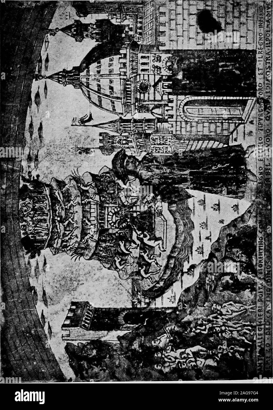 . Männer und Manieren der alten Florenz. Perspektive war noch unbekannt, und thebrilliant roten Dächer Kontrast zu lebhaft in Ton mitder Wald von Türmen, die andmount oben auf einen anderen zu verschlingen scheinen. Zu diesen vielleicht hinzugefügt, für den dreizehnten Jahrhundert Fiorenza, einen überblicküber den Palast von vornherein als es war in der Zeit des Herzogs von Athen, mit der Kirche San PieroScheraggio, wo das Parlament der Communewas inne, bevor er ein Gebäude der eigenen andwhere Dante die Leute von einer Kanzel whichis noch in Existenz gerichtet. Diese wertvollen Fresko zugeschrieben wurde in der priso toCennini Stockfoto