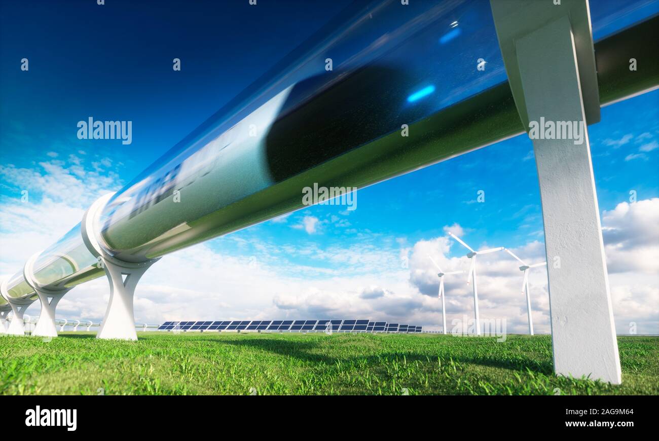 Moderne Technologien in den Bereichen Verkehr und Energie. 3D-Rendering. Stockfoto
