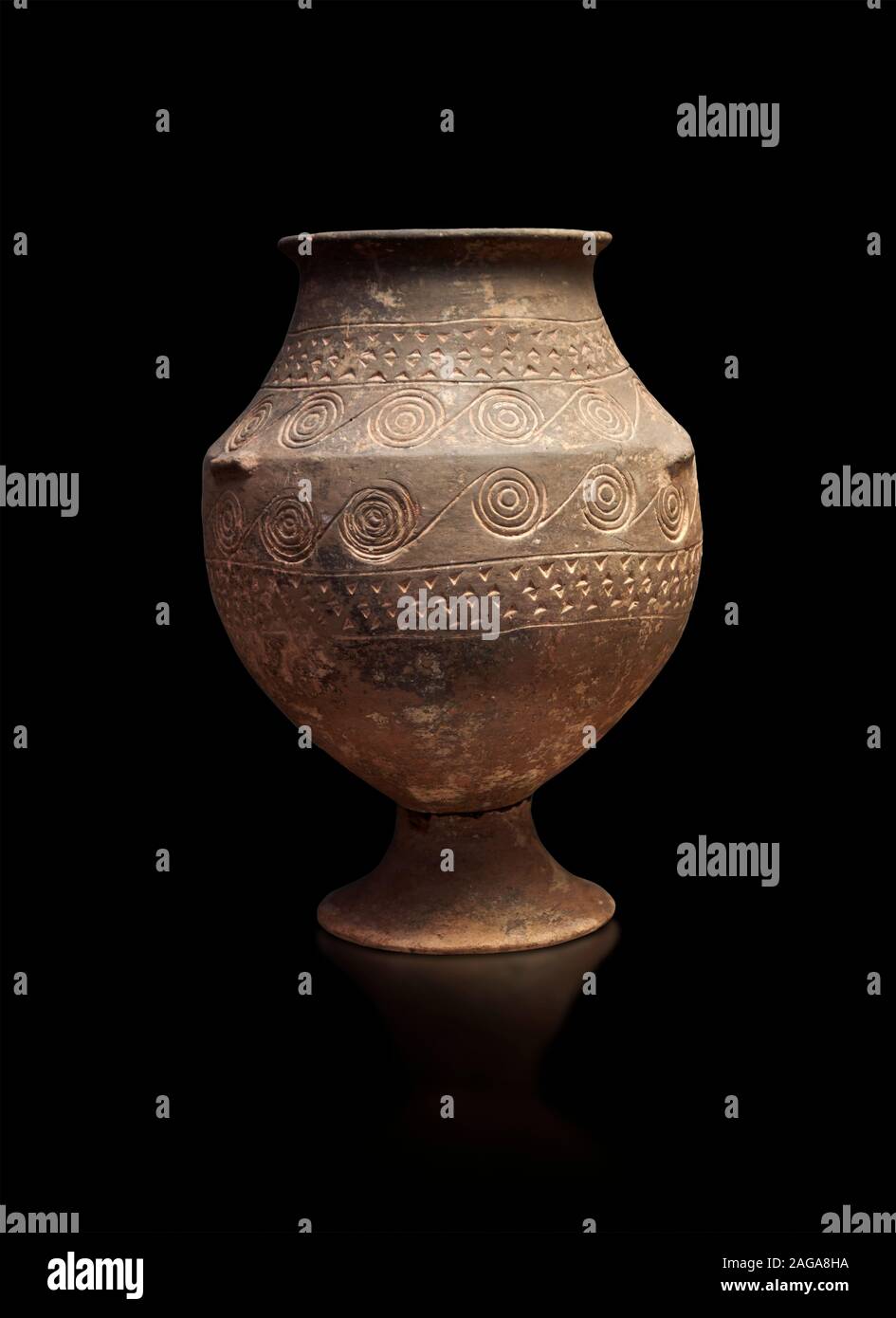 Kykladen Keramik Krater mit beeindruckt lineare Dekoration. Kykladen II (2800-2300 v. Chr.), Chalandriani, Syros. Archäologisches Nationalmuseum Athen. Ca Stockfoto