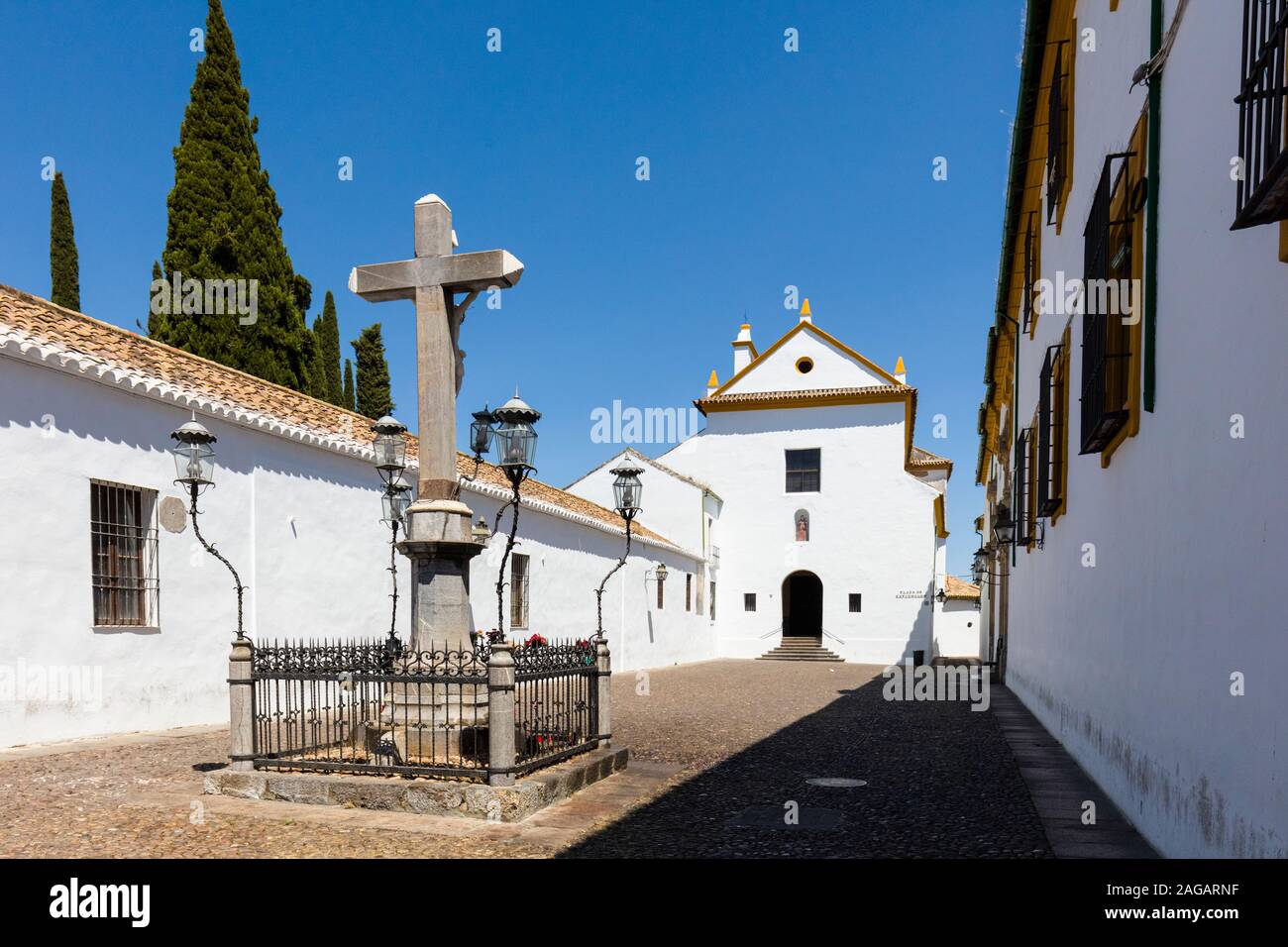 Die Statue von Christus der Laternen in der Plaza de Capuchinos in Cordoba, Andalusien Spanien Stockfoto