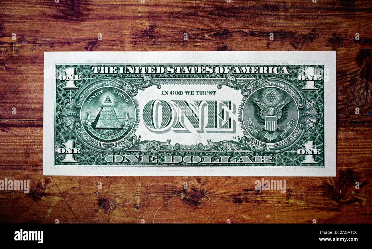 United States one-dollar Bill verfügt über das große Siegel der Vereinigten Staaten Stockfoto