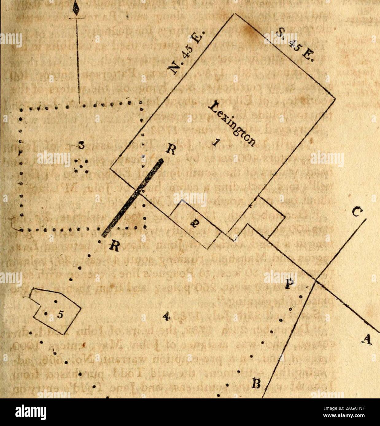 . Berichte von Fällen argumentiert und in das Berufungsgericht von Kentucky zugesprochen, von Sommersemester 1805, Sommersemester 1808, inclusive. h 45 Ost, 260 Polen; von dort nach Süden 30 West, zu Poagues Linie; von dort mit saicline, Nord 60 West, 260 Pole j und von dannen gen Theplace von Anfang. Befragt wurden 25. Juli 1783. Dezember 28 1782, die Erben von John Todd, de-aufgehört, der zuständiger wurde von Johannes Mai, Eintritt 16 XXXacres von Land, auf einem Pre-emption rechtfertigen, Nr. 666, Ad - Verbinden der Abrechnung die sagte Todd von - John erworben, auf der süd-östlich, und Jane Todds Eintrag ona treasury Ermächtigung für 400 Morgen, o Stockfoto