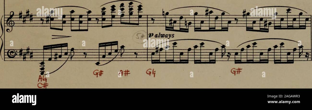 . Elegischen Trio: für Flöte, Viola und Harfe. ^^^^^^^^^^V ft^W^r f>! r< f r r Hi. pp plötzlich ¥ " r t r_jr r i^fc cresc. K" * ii r Cr c. ixngingoui" - •? Stockfoto