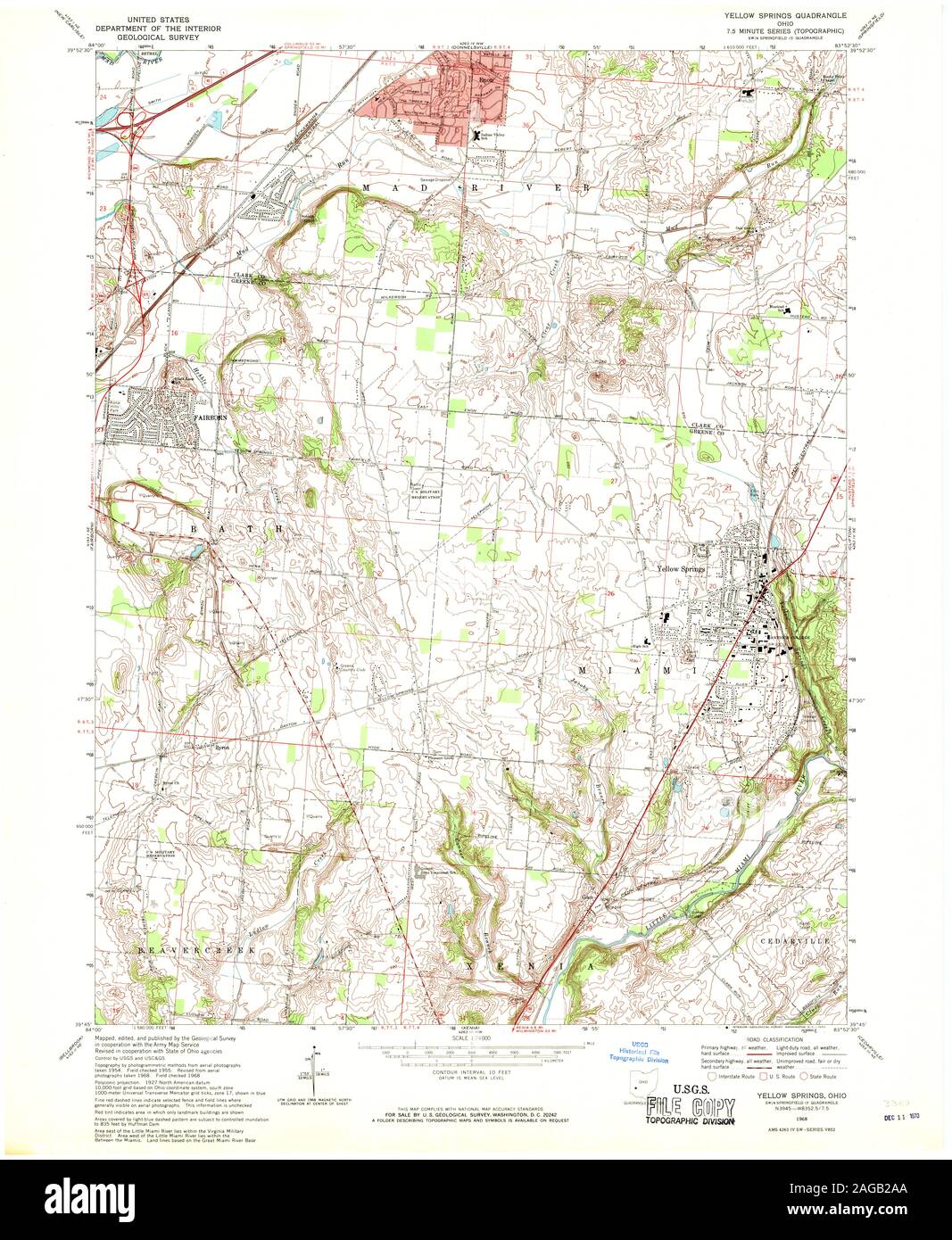 USGS TOPO Karte Ohio OH gelbe Federn 226454 1968 24000 Wiederherstellung Stockfoto