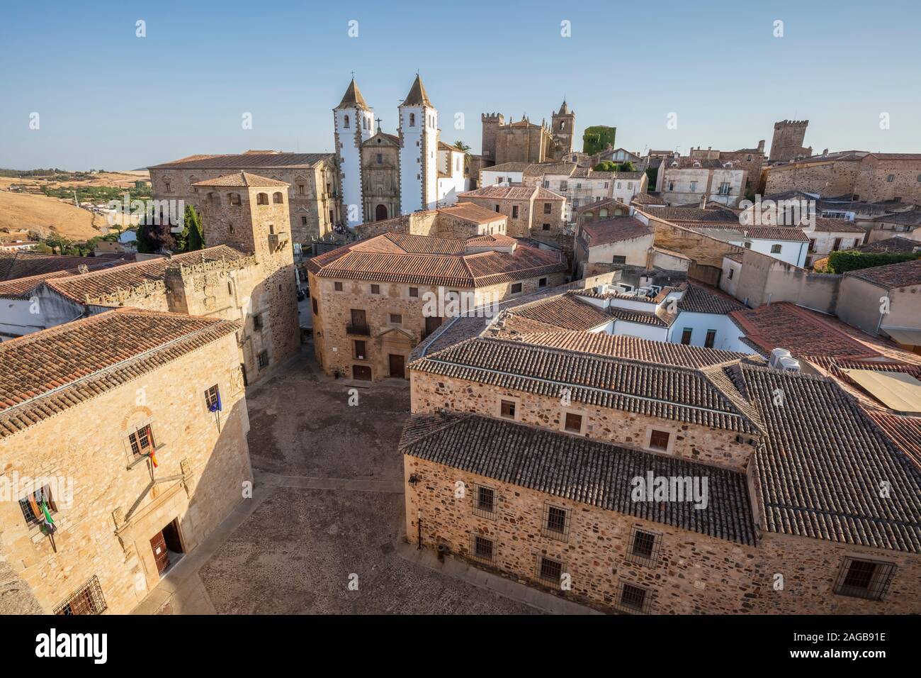 Altstadt von Caceres Stadt, Unesco-Herigate in der Region Extremadura, Spanien. Stockfoto