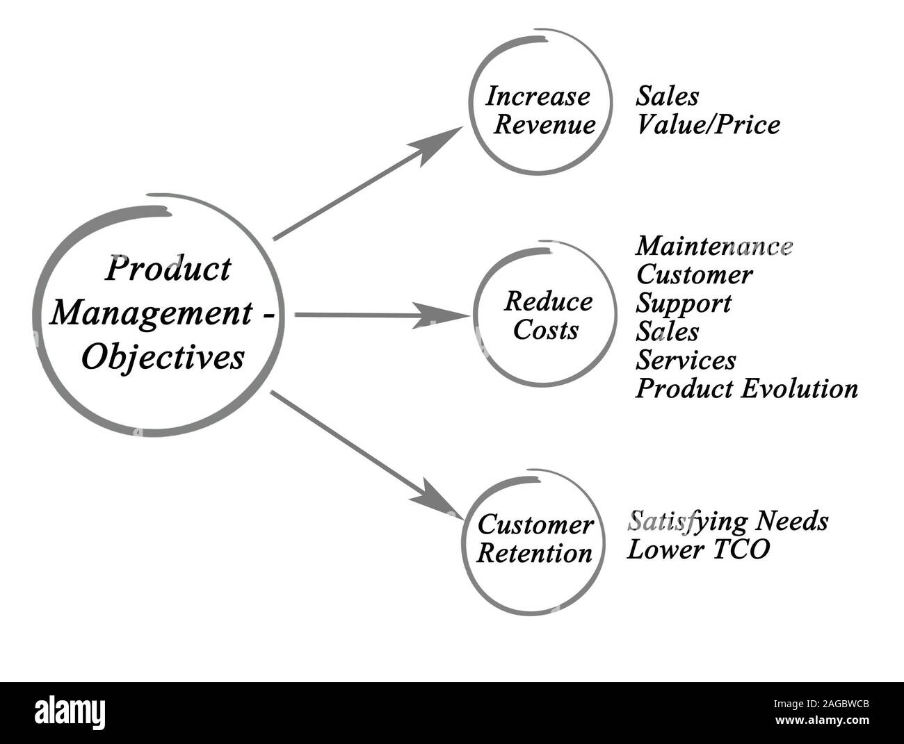 Product Management - Ziele Stockfoto