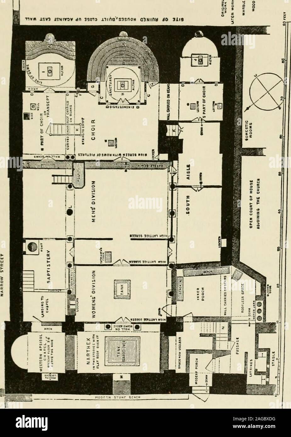 . Mittelalterliche Architektur, seiner Entstehung und Entwicklung, mit Listen von Denkmälern und Bibliographien. Blätter, Laub, Polygone, Rosetten, und endete am letzten durch verschwinden in diesen ornamentalforms. Von dieser Zeit an, rein ornamentale compositionsbecame das Lieblingsthema des Künstlers. Der dekorateur, giventhe Aufgabe der schmücken die flachen Oberflächen des Heiligtums und choirscreens, und von überall platzieren Sie das Zeichen des hisfaith, Rückgriff auf die Gruppen von einfachen geometrischen Figuren, Rechtecke, Kreise, Rauten, in dessen Mitte er das Kreuz undandere Symbole der Primitiven eingeschrieben Stockfoto