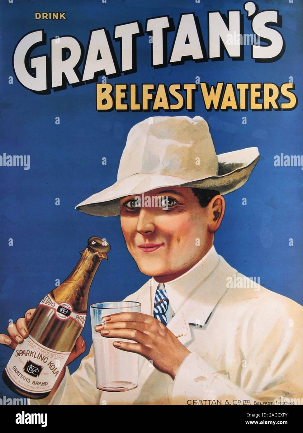 GRATTAN VON BELFAST GEWÄSSER 1920s Anzeige für eine irische Tonic trinken Stockfoto