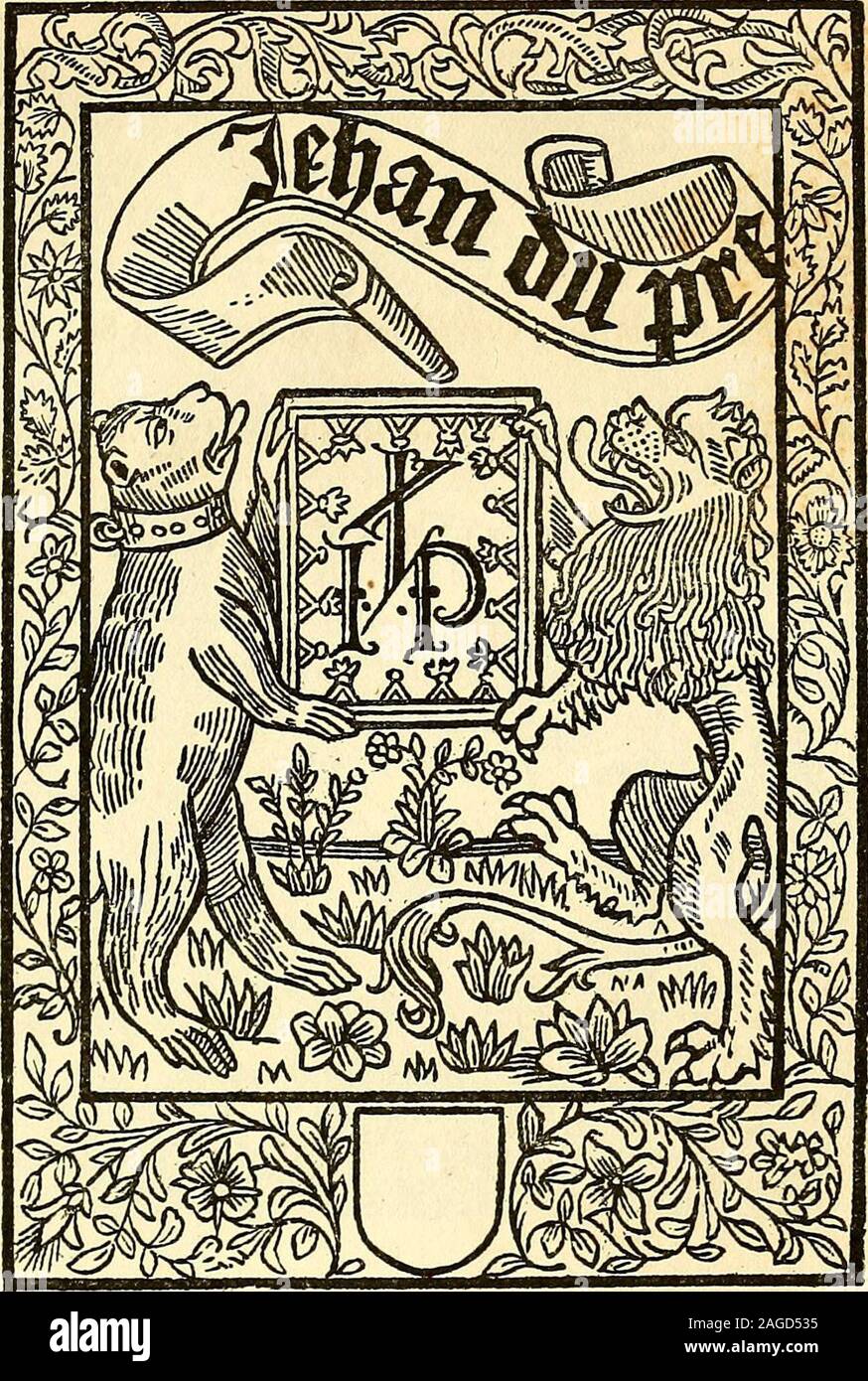 . Marques typographiques, ou, Recueil des Monogramme, Chiffren, enseignes, emblèmes, plant, rébus et fleurons de Libraires et qui ont exercé imprimeurs en France depuis l'Einführung de l'Imprimerie en 1470 jusqu'à la fin du siècle Seizieme: à ces Marques sind jointes et Celles des libraires imprimeurs qui Pendant la même période ont publié, Hors de France, des Livres en langue française. 861 ligU NOMS DE LIBRAIRES ET IMPRIMEURS. 862 * Du Pré (jehan). - Voyez les n°" 263 et 264. 863 * Chouet (Jacques), Libr. et iinprim. À Genève. iSyg-i 6 o 6. 864 * Berton (Barthélémy), imprim. À La Rochelle. Stockfoto