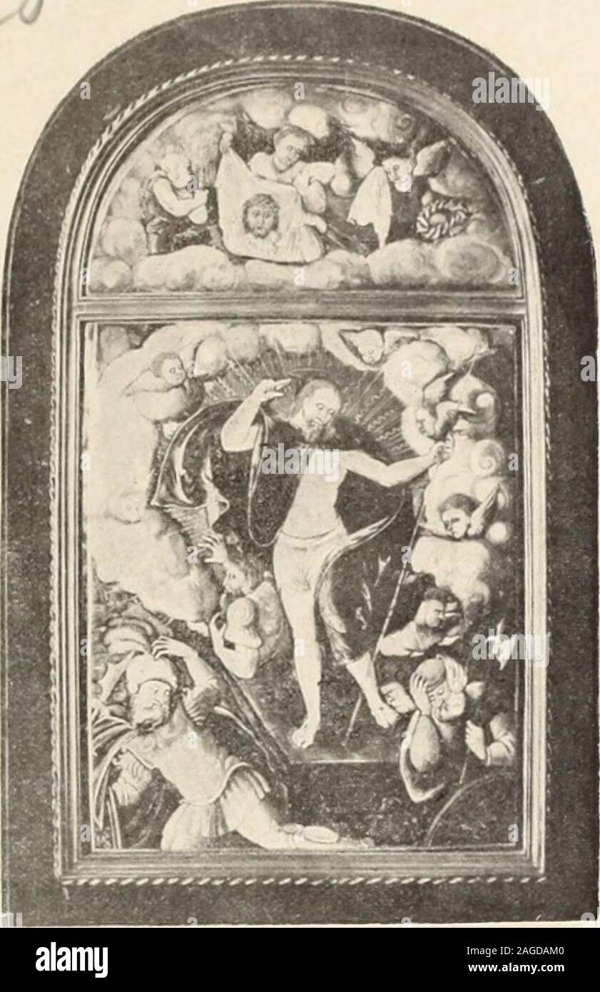 . Objets d'Art et de haute curiosité de l'Antiquité, du Moyen Age et de la Renaissance. W211 2 i5-Plaque en émail Peint en couleurs, par Léonard Limosin., Signée e:-43-Datée: Ich 53 g. Limoges, xvi.&lt;: siècle. La Vierge aux Sept Douleurs, Vue àmi-Corps dans une gloire. ^, Ich Haut., 14 Cent.; Larg., 12 Cent. / 0 2 216-Deux Plaketten, émail dunélrier provenant De Peint en couleurs, avec paillons, par Jean Limosin. Limoges, Zinn du xvi^ siècle. Ellesprésentent des Hgurcs mythologi-ques debout sous des Dais. y,-^ Haut., 10 Cent. 217 - Petit plat De Peint émail engrisaille, avec Tonnen de Stuhl, parPi Stockfoto