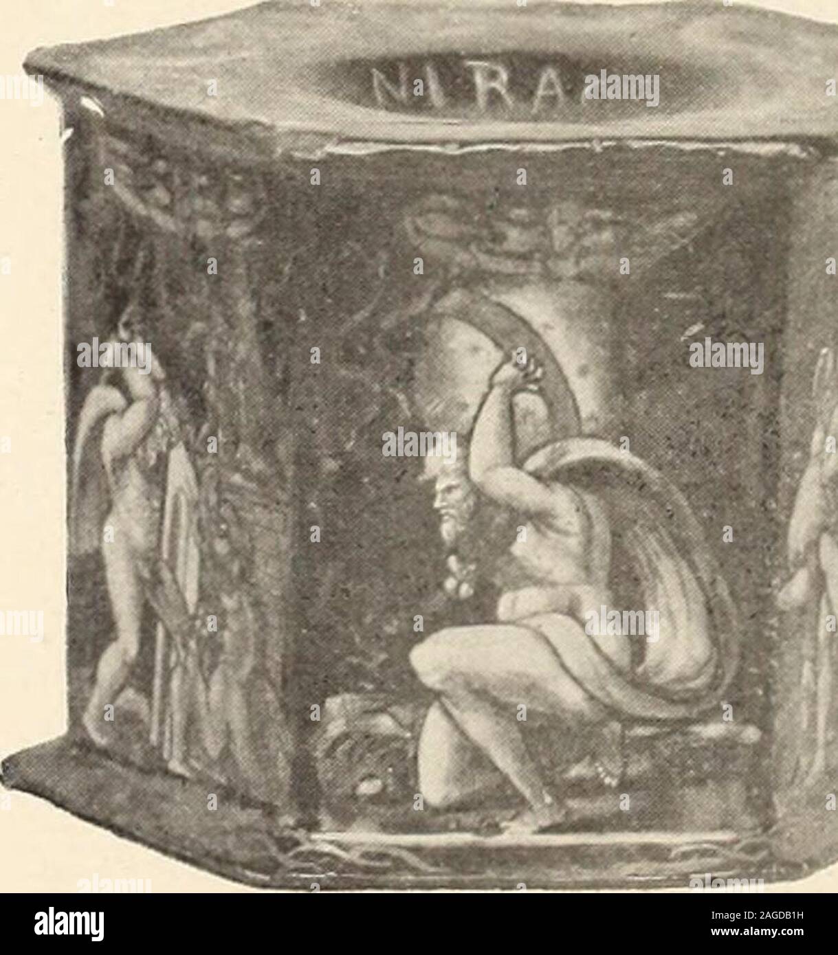 . Objets d'Art et de haute curiosité de l'Antiquité, du Moyen Age et de la Renaissance. N^2 IC xv!*; siècle. La Prédication de Saint Jean-Baptiste, Zusammensetzung de onze Figuren, Richemont vêtues et pa -^-" "--"? Herr^ -.**",..,^ raissant représenter des Person-.?^ nages de la Cour des Valois. Fond de Paysage. Cadre en argentémaillé et Doré. Hauteur insgesamt, 29 Prozent. I-argcur Insgesamt, 24 Cent. 214 - Deux Plaketten ovales en émailpeint en couleurs, par LéonardLimosin. Limoges, xvisiècle. LesEnfants de Niobé, rEnlèvementdEurope, avec légendes Fran-çaises. Encadrées. -? Grand diamètre, ich 5 Cent. Petit diamètr Stockfoto