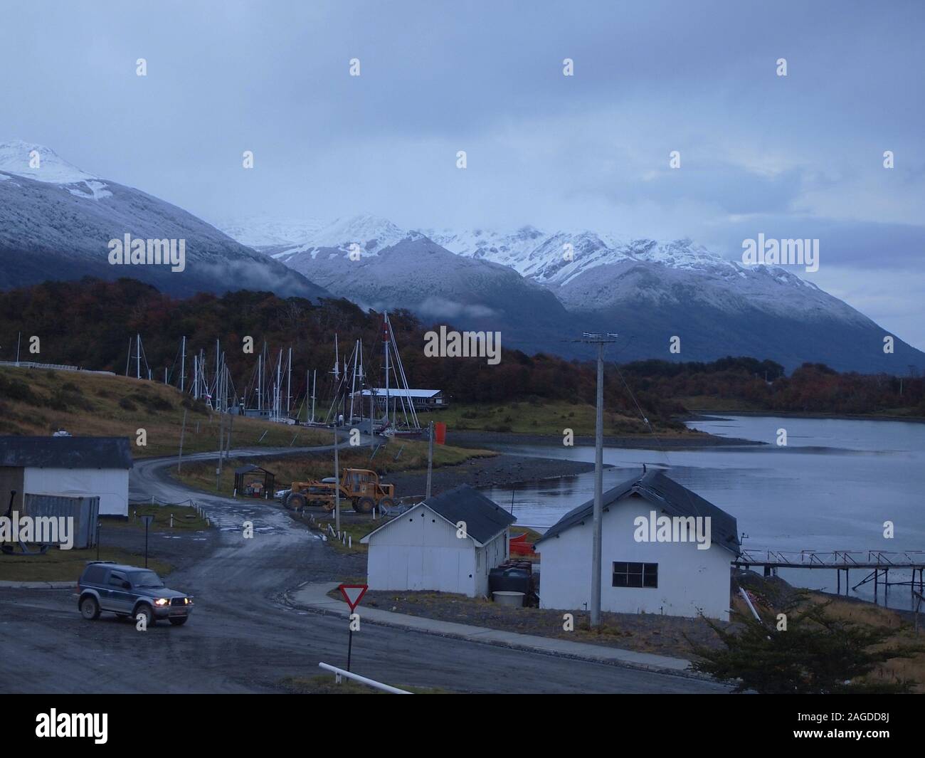 Puerto Williams (Chile), ein Fischerhafen in der Beagle-kanal und auch die Welt "südlichsten Dorf Stockfoto