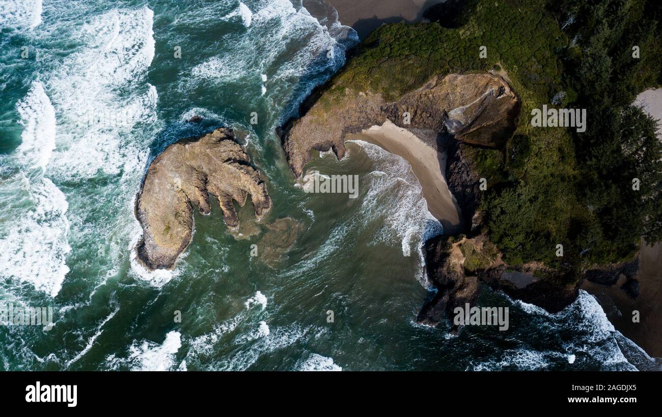Chapman den Punkt von der Oregon Küste hält eine geheime Bucht auf der Pazifischen Stockfoto