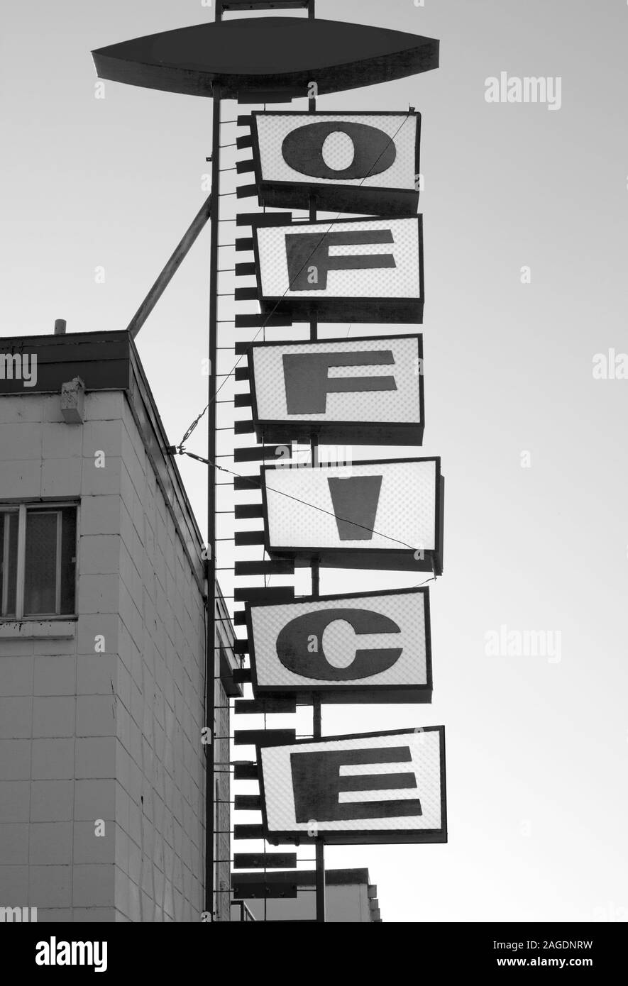 Motel-Büro melden bei Sonnenuntergang, uns 2015. Stockfoto