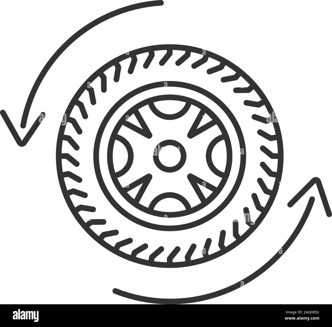 Auto Rad Wechsel lineare Symbol. Dünne Linie Abbildung. Auto Felge und  Reifen mit Kreis Pfeil. Kontur Symbol. Vektor isoliert Maßbild  Stock-Vektorgrafik - Alamy