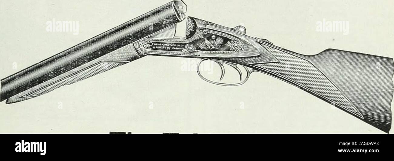 . Rod und Gewehr. Simplex Giins. = Die Tobin Gewehr ein Gut Befriedigend Feuerwaffe, dass givesthe beste Konto von sich selbst und ist everywhererecognized von höchster Qualität. Sie wollen das Beste Artikel erhältlich. Wir haben einen Mitarbeiter der Handwerker und der bestmachinery, sie zu produzieren. Strong Shooting feine Oberfläche einfache Konstruktion zuverlässig Absolut garantiert Senden für Katalog 211 Tobin Arme Mfg. Co., Ltd., Woodstock, Ontario. S ICH 390 ROD UND GEWEHR IN KANADA. März 16 an tlie Balmy Beach Gun Clubwas ein großer Tag, nicht weniger als 42 Shooters takingpart. Fred W. Watson von der Hamilton GunClub arr Stockfoto
