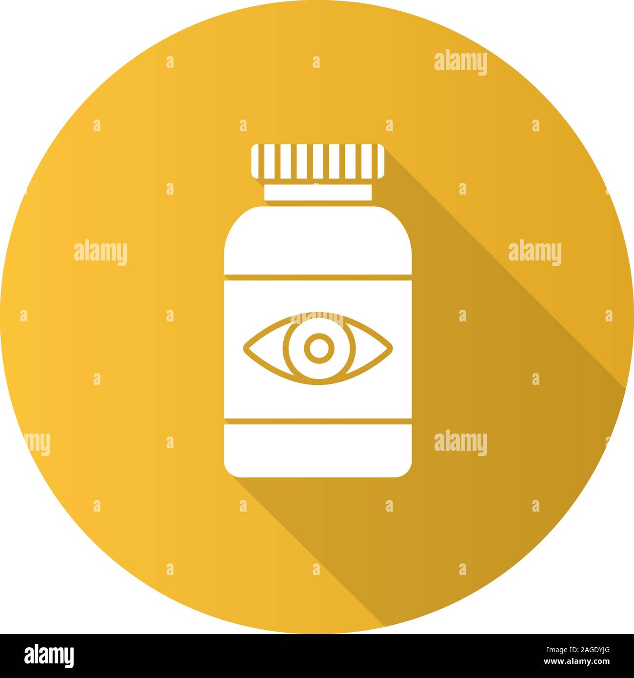 Auge Pillen flache Bauweise lange Schatten glyph Icon. Medikamente. Vektor silhouette Abbildung Stock Vektor