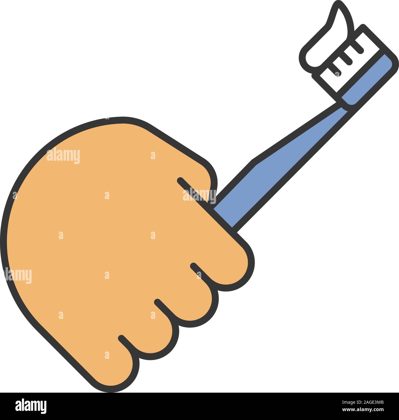 Hand, die zahnbürste Farbe Symbol. Zahnreinigung. Isolierte Vector Illustration Stock Vektor