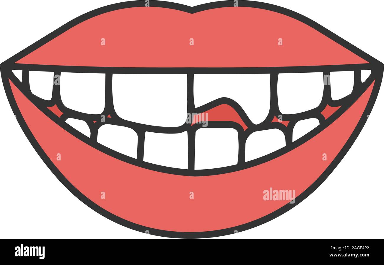 Gebrochene Zähne Farbe Symbol. Abgebrochene Zahn. Isolierte Vector Illustration Stock Vektor