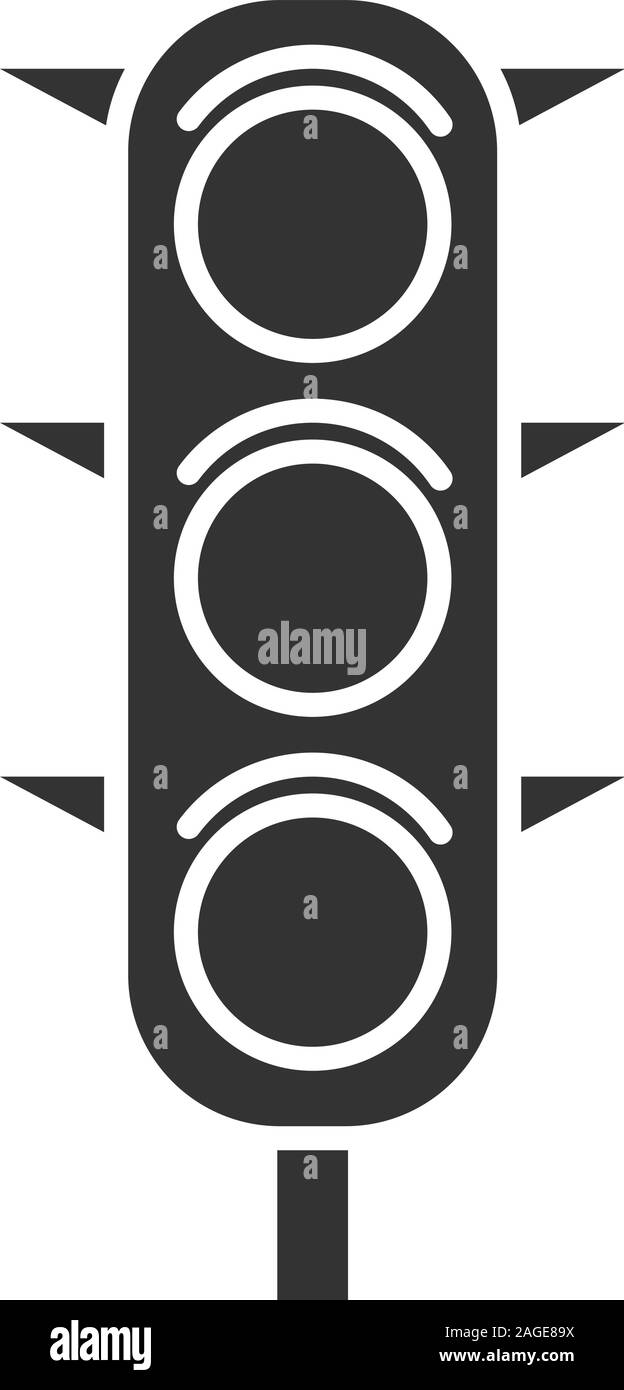 Ampel glyph Icon. Verkehr Semaphore. Bremsleuchten. Silhouette Symbol. Negativer Platz. Vektor isoliert Abbildung Stock Vektor