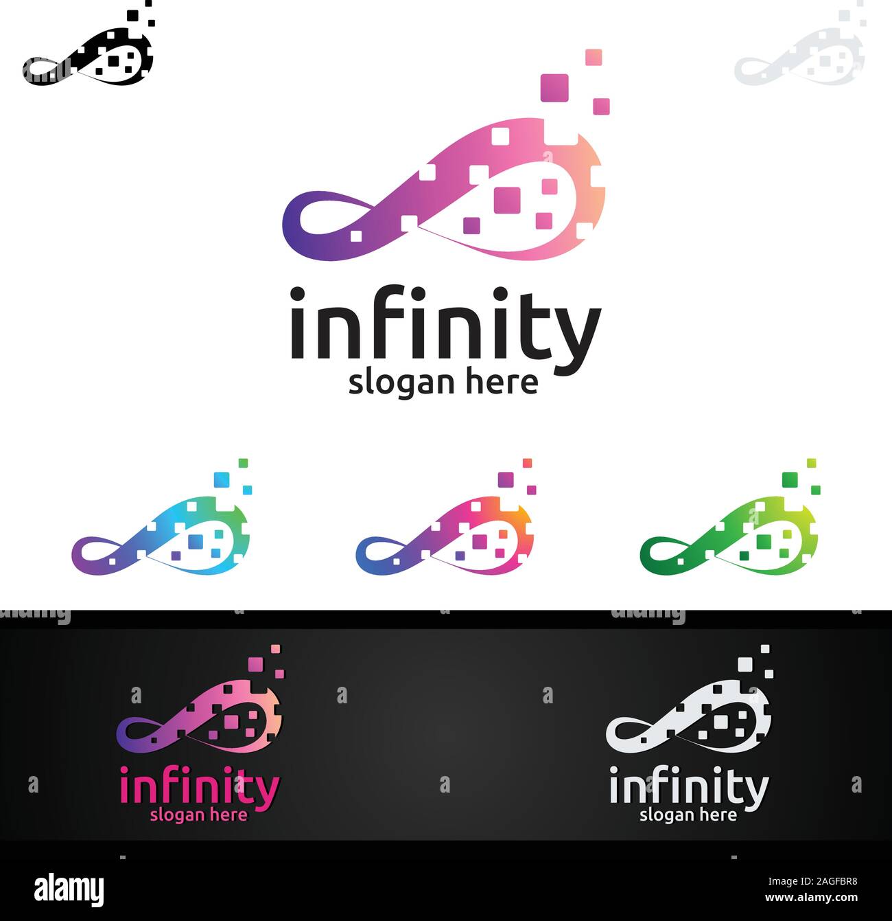 Infinity loop logo Symbol. Vektor unbegrenzten Unendlichkeit, endlose Linie form Zeichen Stock Vektor