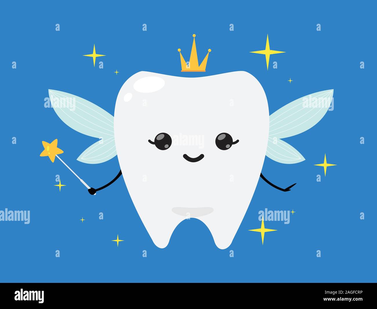 Zahnfee tragen Krone - die einen Stern Zauberstab Stock Vektor