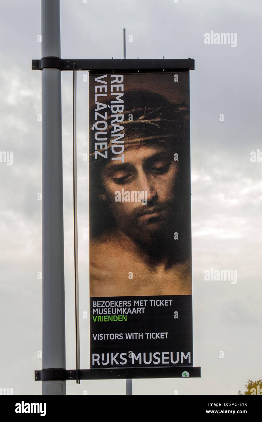 Reklametafeln Rembrandt und Goya Ausstellung Im Rijksmuseum Amsterdam Die Niederlande 2019 Stockfoto