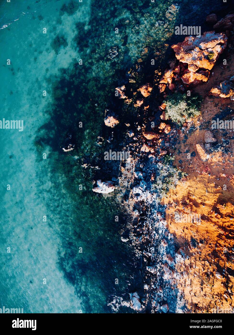 Luftaufnahme der Erde Texturen und Ozean, Western Australien bei Francois Peron Stockfoto