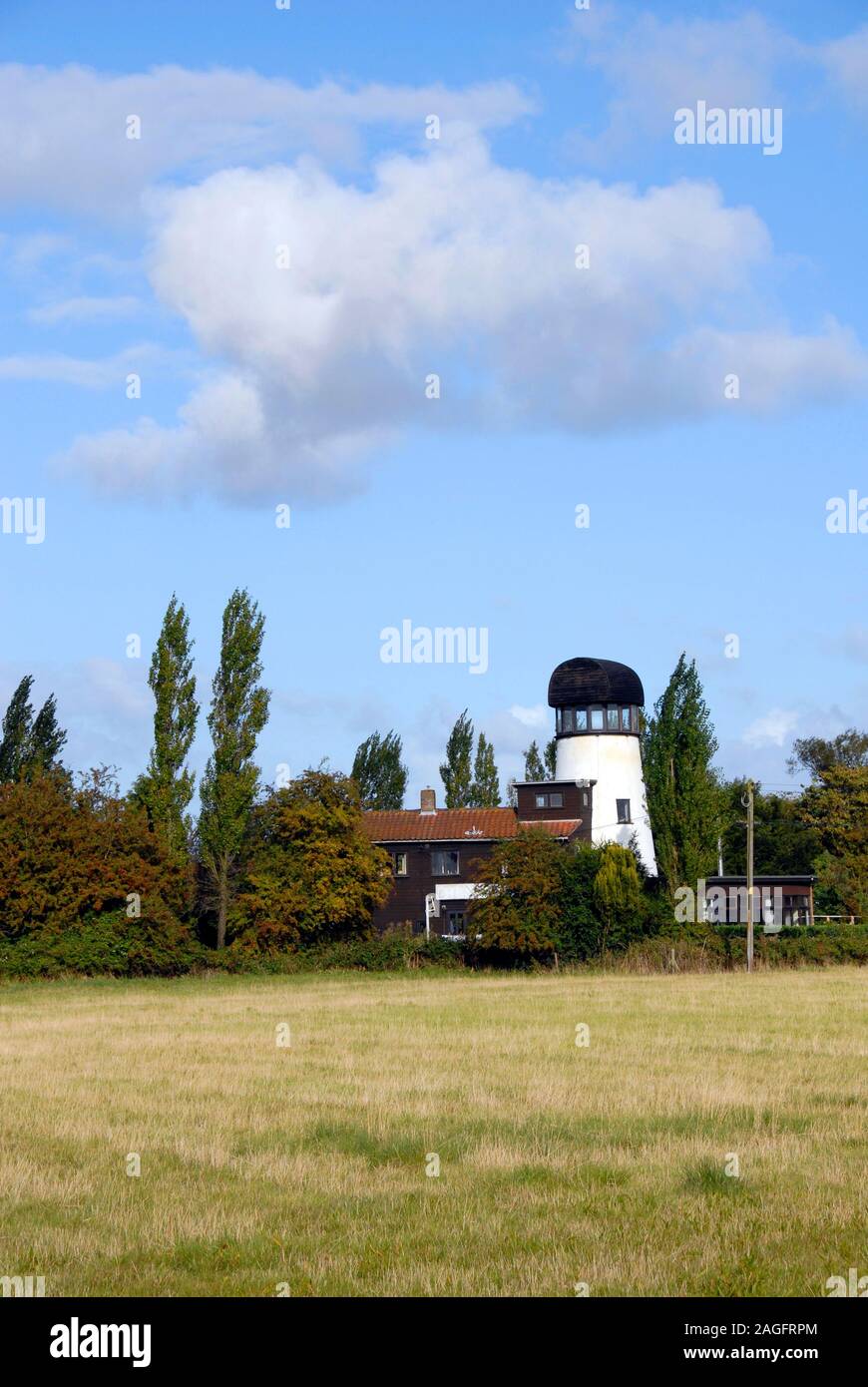 Alte Windmühle SFF konvertiert in Wohnraum, Norfolk, England Stockfoto