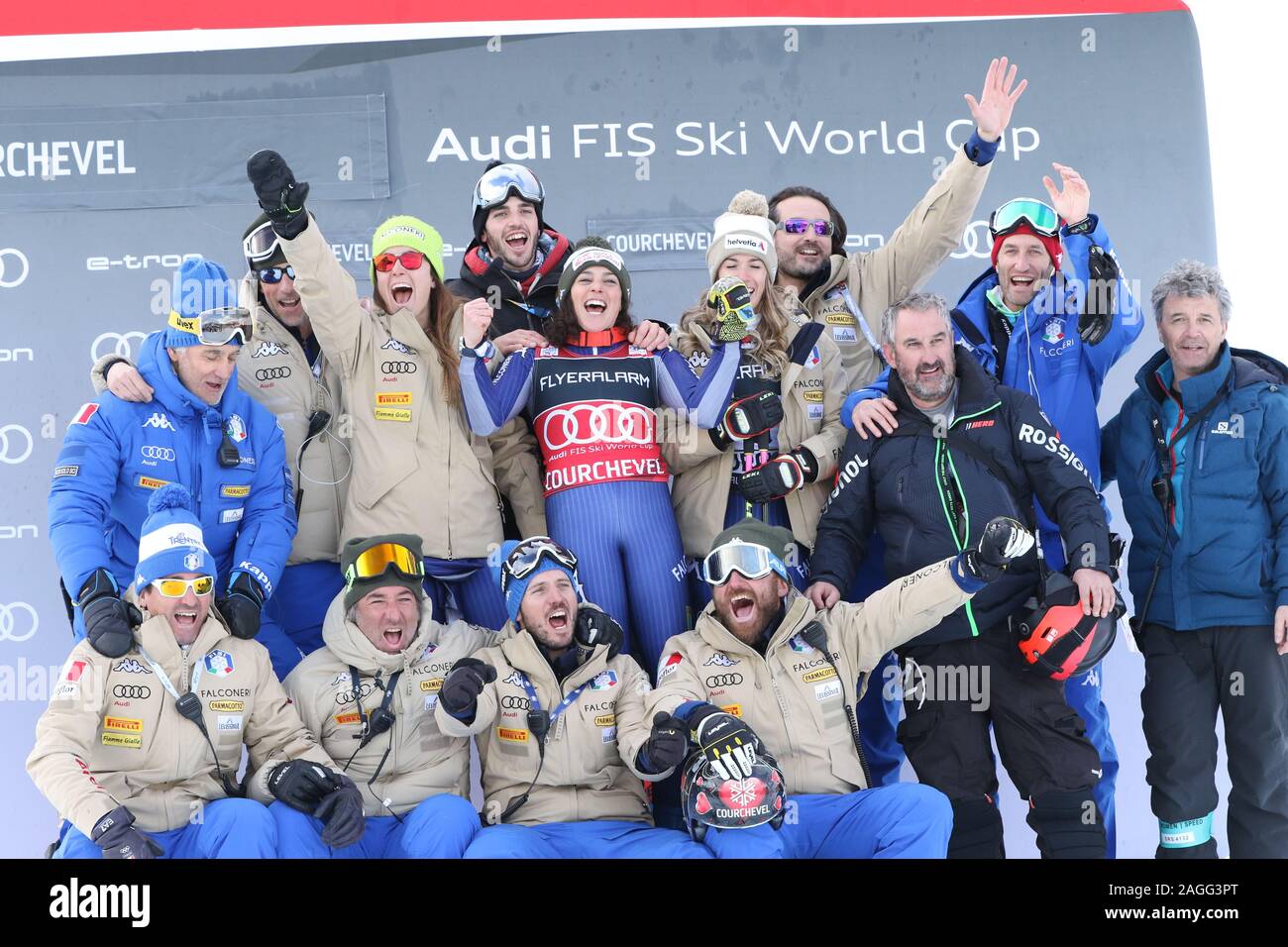 Courchevel Frankreich, Federica Brignone von Italien gewinnt Riesenslalom der Frauen gültig für den Audi FIS Alpine Ski World Cup 2019/20 winwintertersports Skifahren Stockfoto