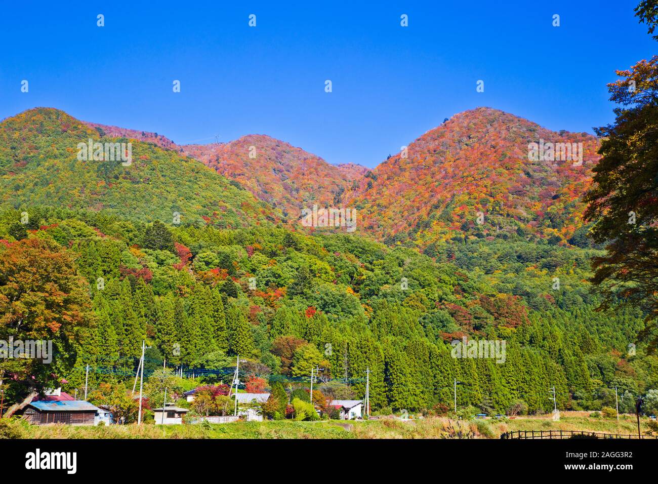 Shiobara Onsen ist ein heißer Frühling in der Stadt, bei der Präfektur Tochigi entfernt. Stockfoto
