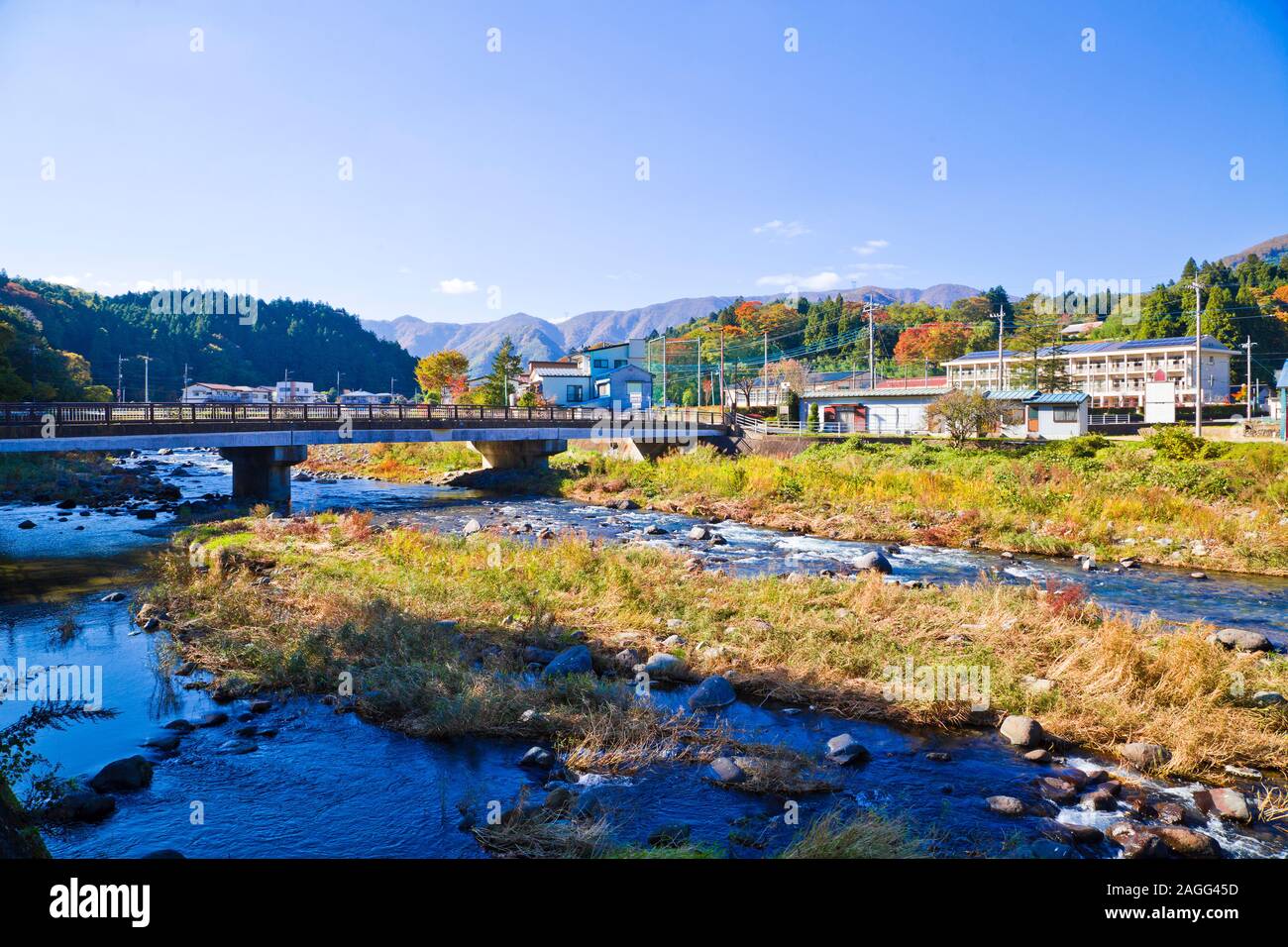 Shiobara Onsen ist ein heißer Frühling in der Stadt, bei der Präfektur Tochigi entfernt. Stockfoto