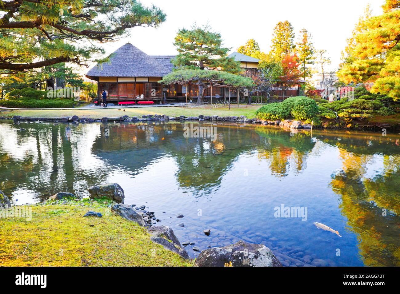Oyakuen Heilpflanzengarten in Aizu Wakamatsu, Fukushima, Japan. Stockfoto