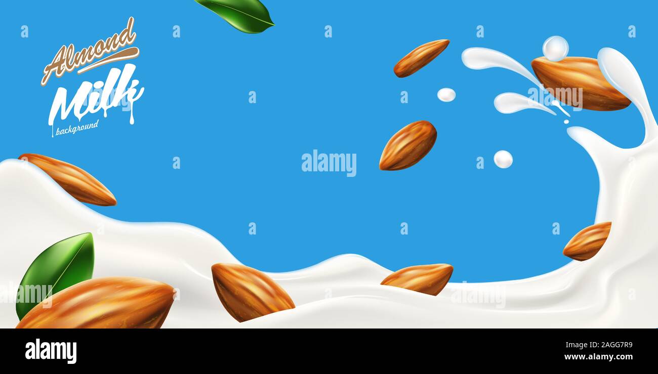 Spritzer Milch wave Mandel Bohnen Vector Illustration Stock Vektor