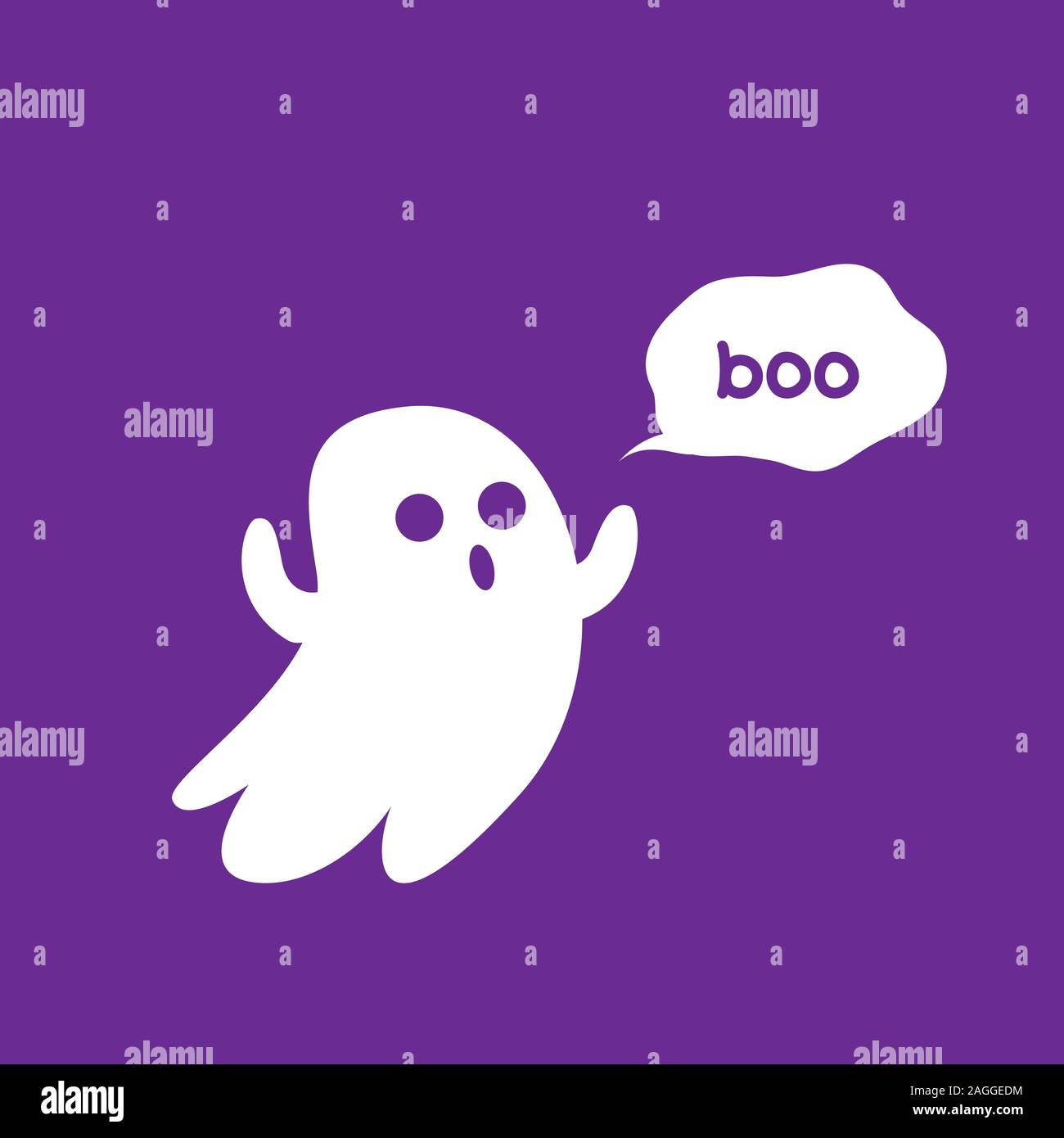Ghost Buh auf lila Hintergrund. Isolierte Vector Illustration Stock Vektor