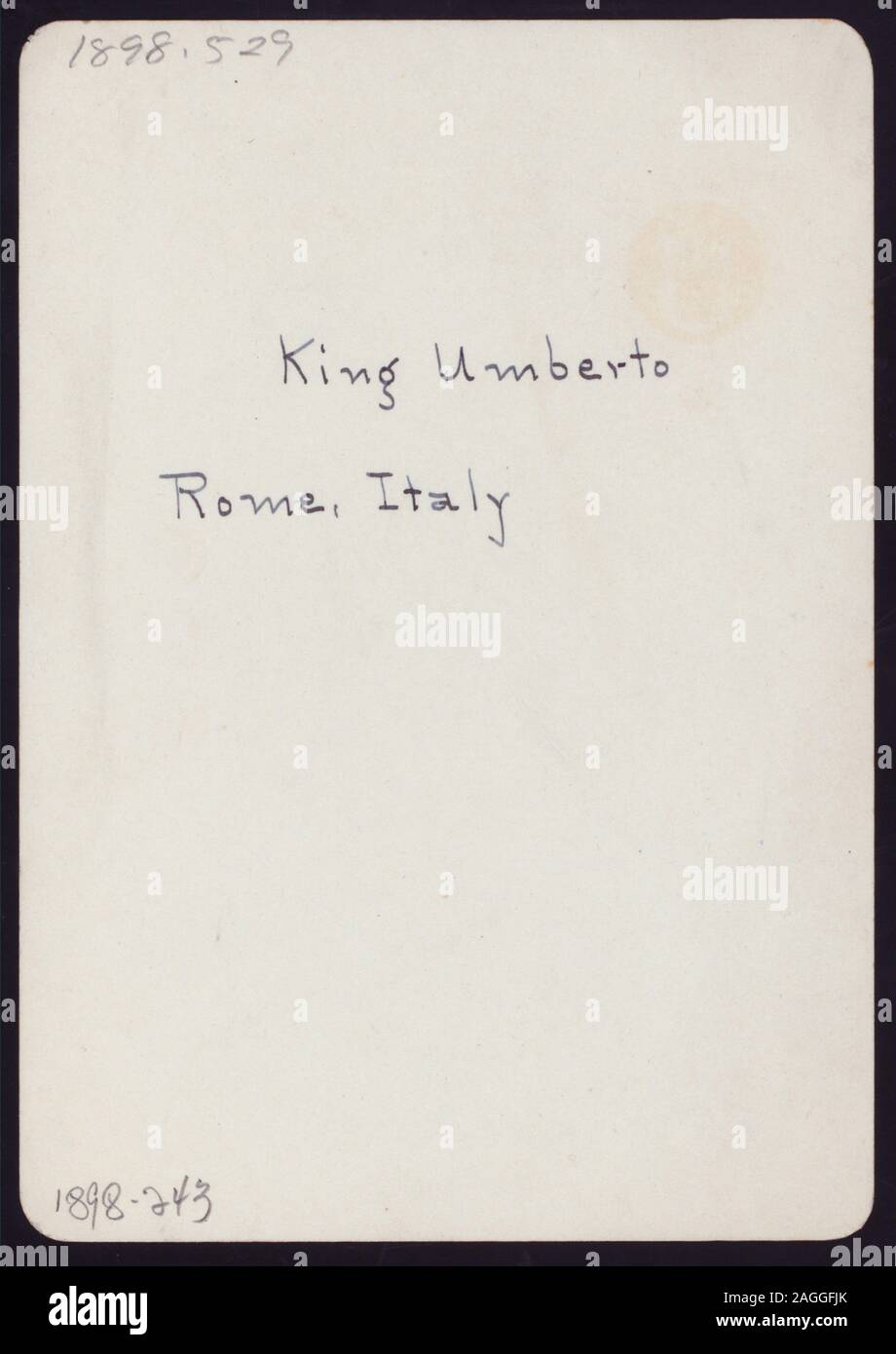 NAME, ORT, JAHR HANDSCHRIFTLICHE; Menü auf Französisch; 1898-0243; Mittagessen [von] (KÖNIG UMBERTO) [at] (Rom, Italien) Stockfoto