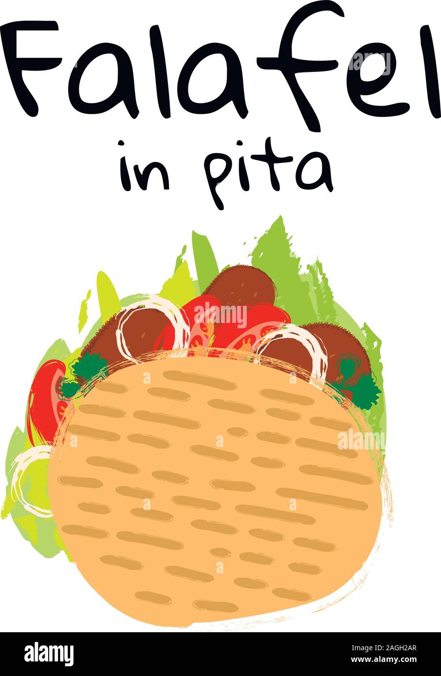 Vector Illustration traditionellen arabischen und jüdischen Falafel in Pita Stock Vektor