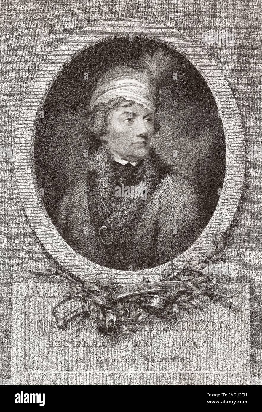 Tadeusz Kościuszko, 1746 - 1817. Polnisch-militärischen Ingenieurs. Ein nationaler Held von Polen. Stockfoto