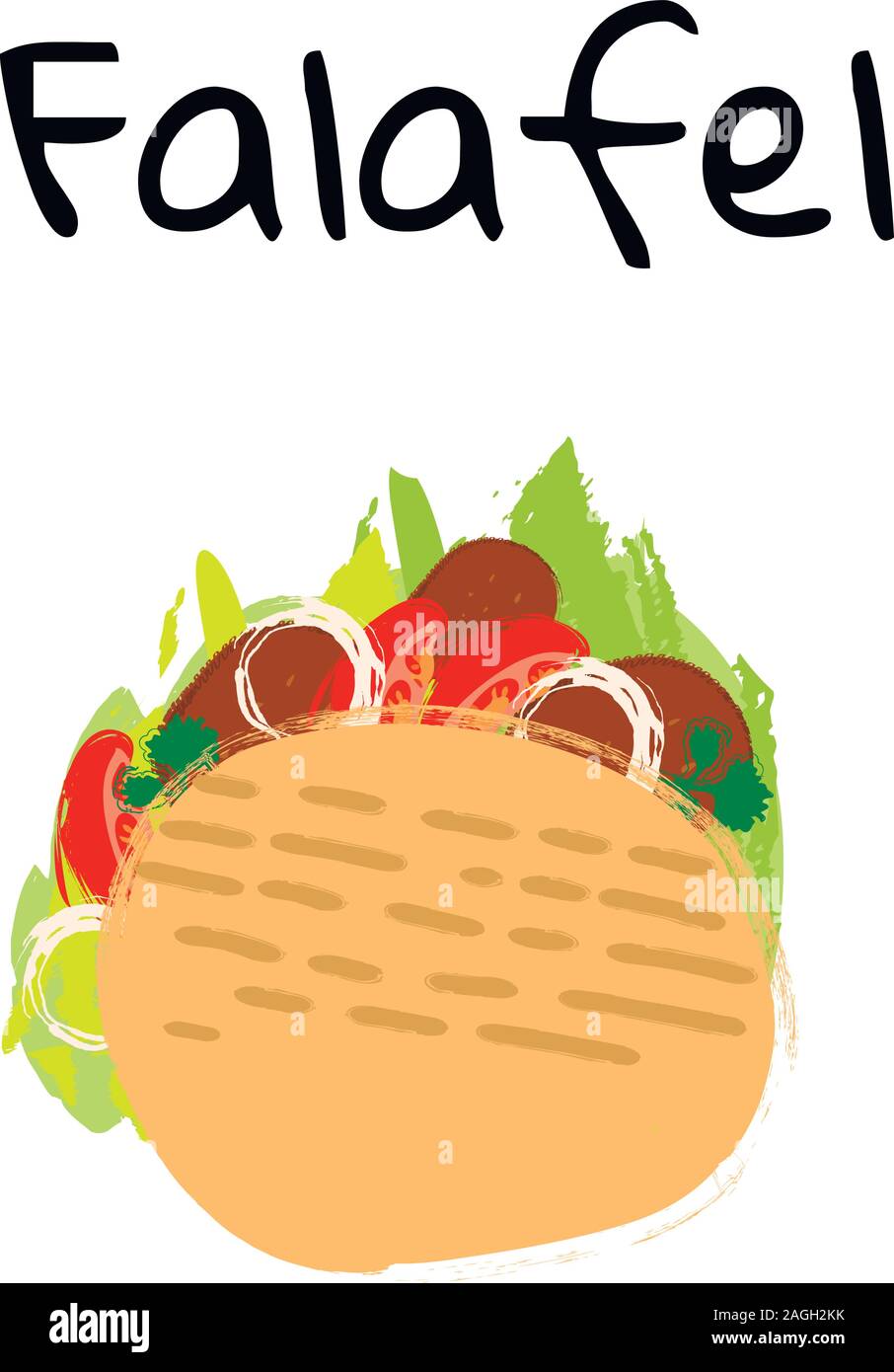 Vector Illustration traditionellen arabischen und jüdischen Falafel in Pita Stock Vektor