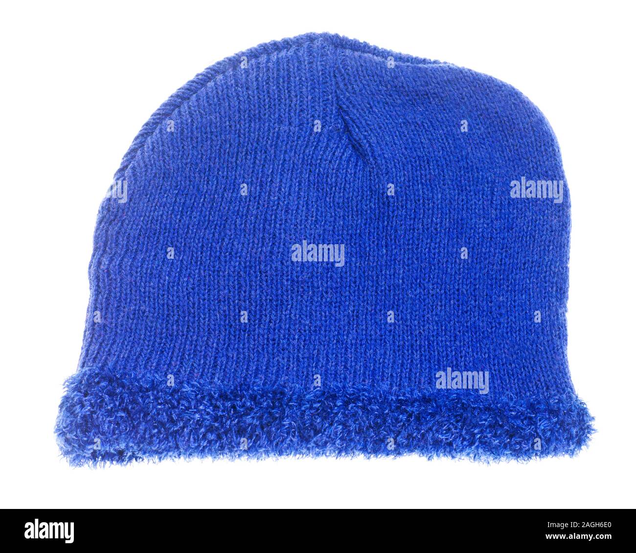 Single blue stocking Cap auf weißem Hintergrund Stockfoto
