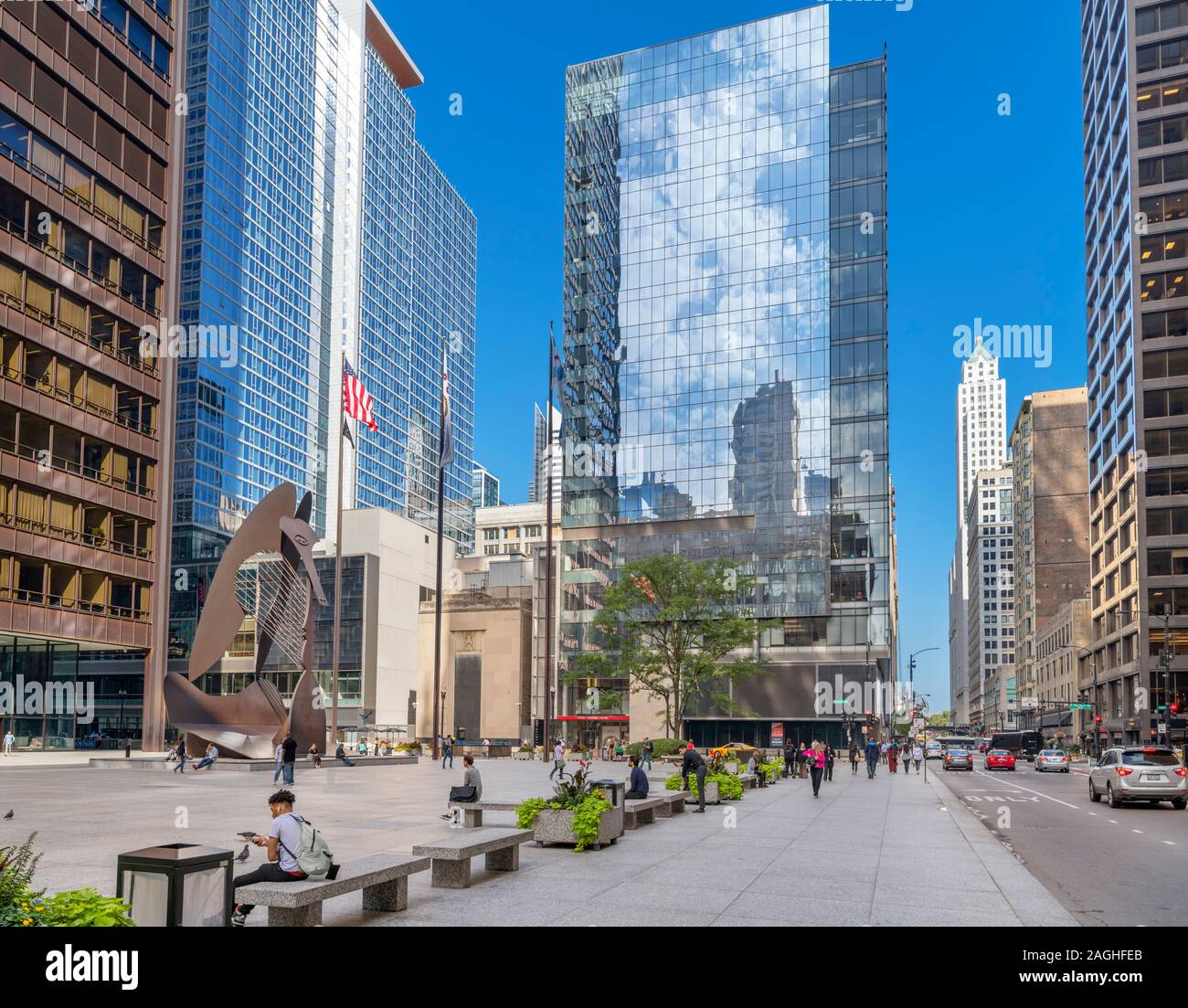 Die "Chicago Picasso". Pablo Picassos Untitled Skulptur in Daley Plaza, Chicago, Illinois, USA Stockfoto