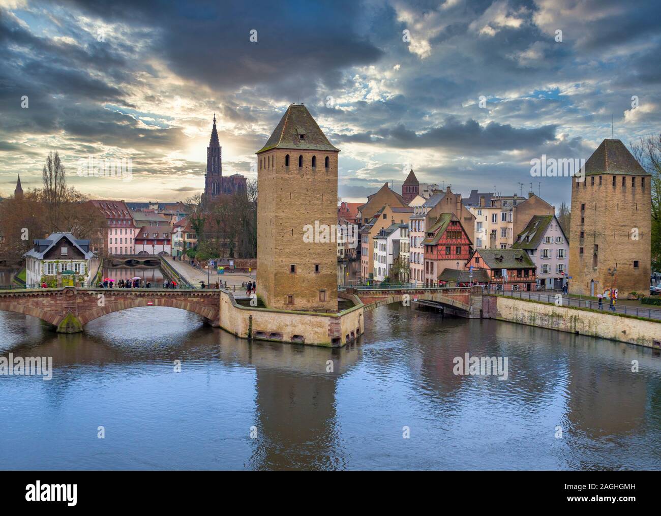 Ponts Couverts außerhalb La Petite France in Straßburg, Elsass, Frankreich, Europa Stockfoto