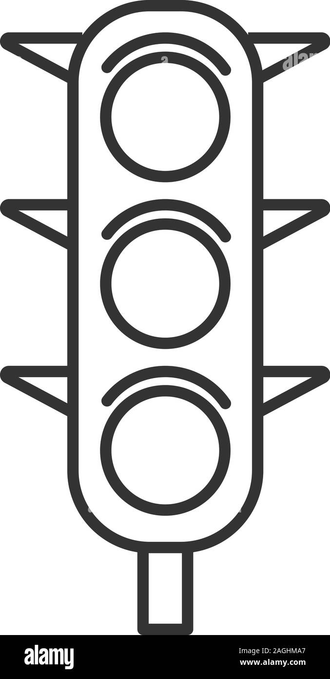 Ampel lineare Symbol. Dünne Linie Abbildung. Verkehr Semaphore. Bremsleuchten. Kontur Symbol. Vektor isoliert Maßbild Stock Vektor