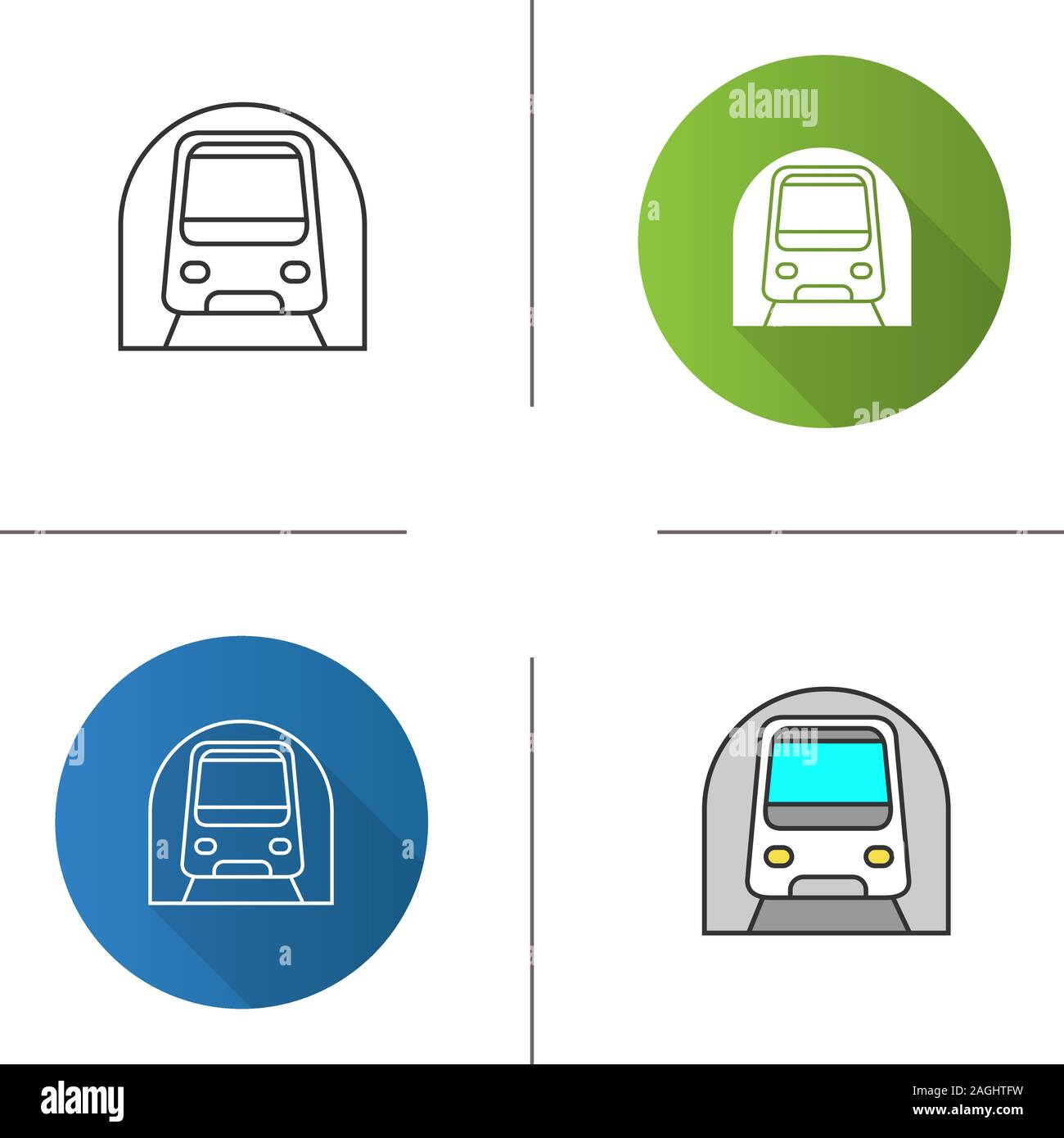 U-Symbol. U-Bahn, U-Bahn. Rapid Transit. Flache Bauweise, lineare und Farbe Stile. Isolierte Vektorgrafiken Stock Vektor