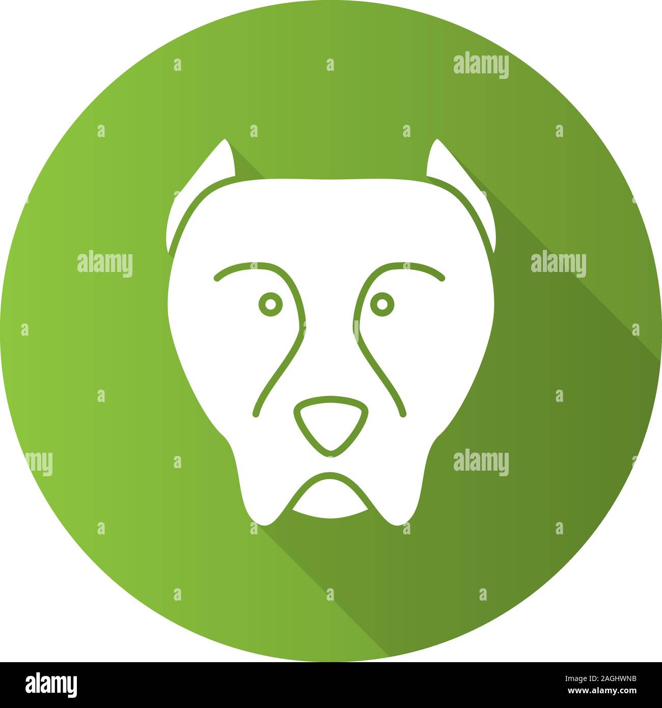 Pit Bull flache Bauweise lange Schatten glyph Icon. Staffordshire Terrier. Bekämpfung der Hunderasse. Vektor silhouette Abbildung Stock Vektor