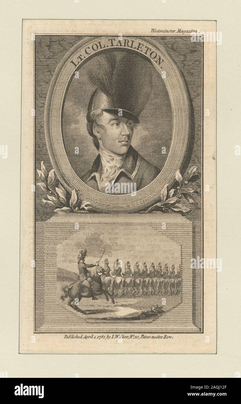 Enthält einige photomechanischen Reproduktionen. Druckgrafiker gehören Francesco Bartolozzi, Henry Bryan Halle und Alexander Heu Ritchie. Titel aus dem Kalender von Emmet Sammlung. EM 7643; Oberstleutnant Tarleton Stockfoto