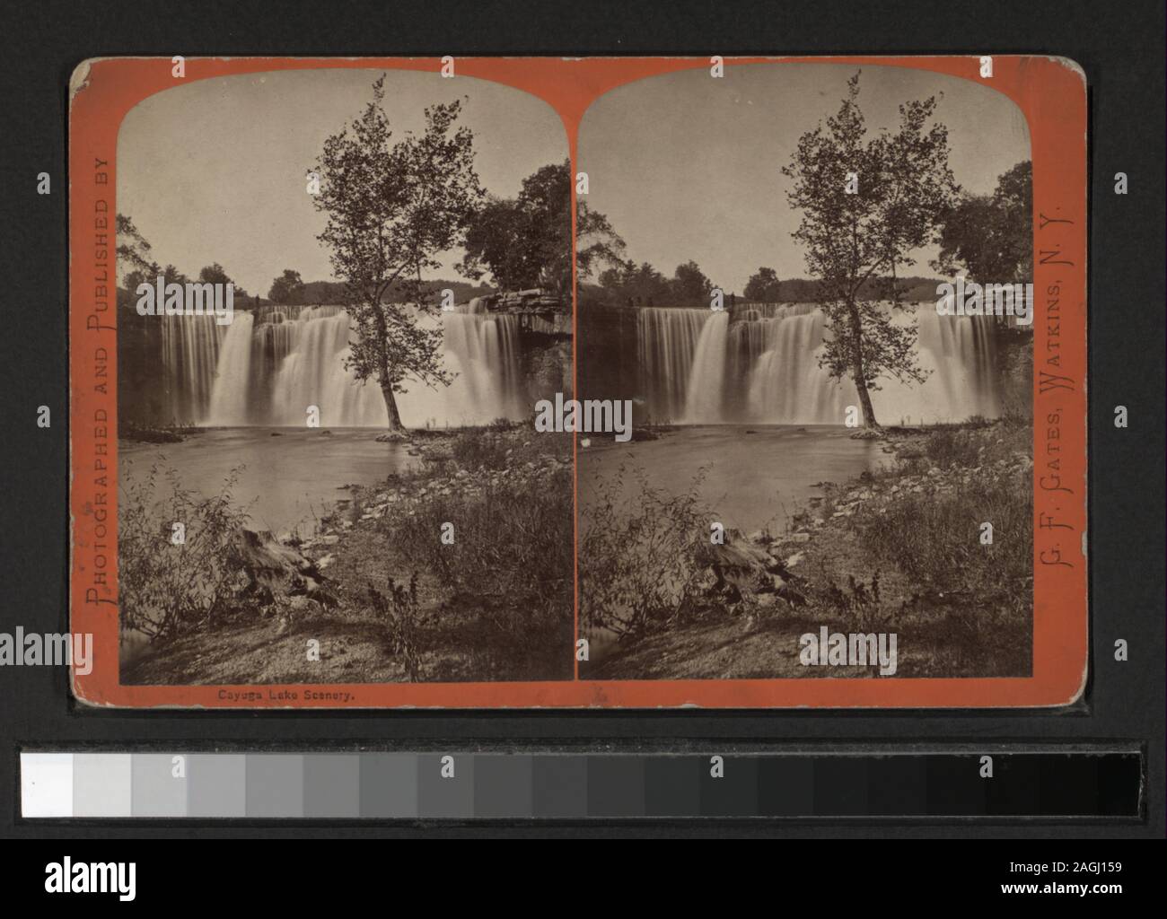 Ludlowville Fallen auf Salmon Creek umfasst zwei handkolorierte Ansichten. Blick von G. F. Gates, John Heywood, L. E. Walker und andere Fotografen und Verlage. Robert Dennis Sammlung von stereoskopische Ansichten. Titel von Cataloger'. Blick auf Ithaka und Umgebung einschließlich Cayuga Lake, Wasserfälle, Schluchten, einen Tunnel At Fall Creek; eine Papierfabrik, Hotels; allgemeine Ansichten der Stadt, Cornell University, einschließlich brüderlichkeit Häuser, Boat Club; Esra Cornell zuhause, einen Grundstein zu legen. Einige Ansichten dupliziert.; Ludlowville Fallen auf Salmon Creek.; Stockfoto